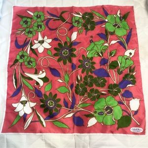 Silk floral scarf bandana in pink/green